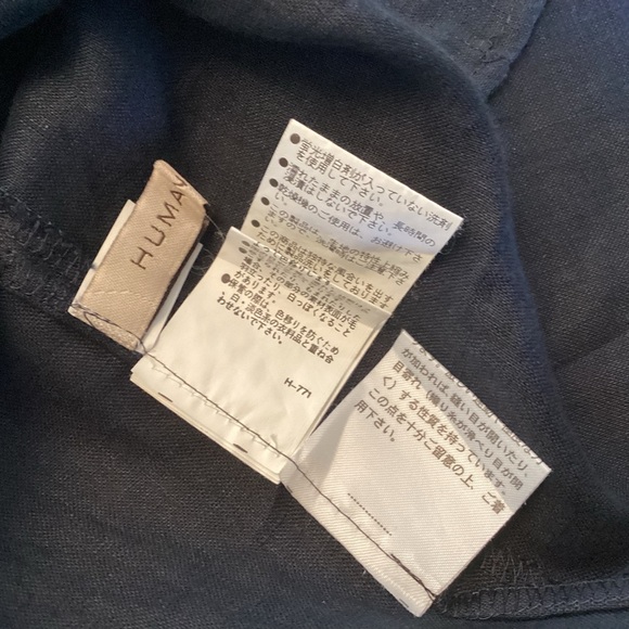 Japanese luxury brand navy linen/lace placard front button self tie short top 6 - Picture 7 of 10